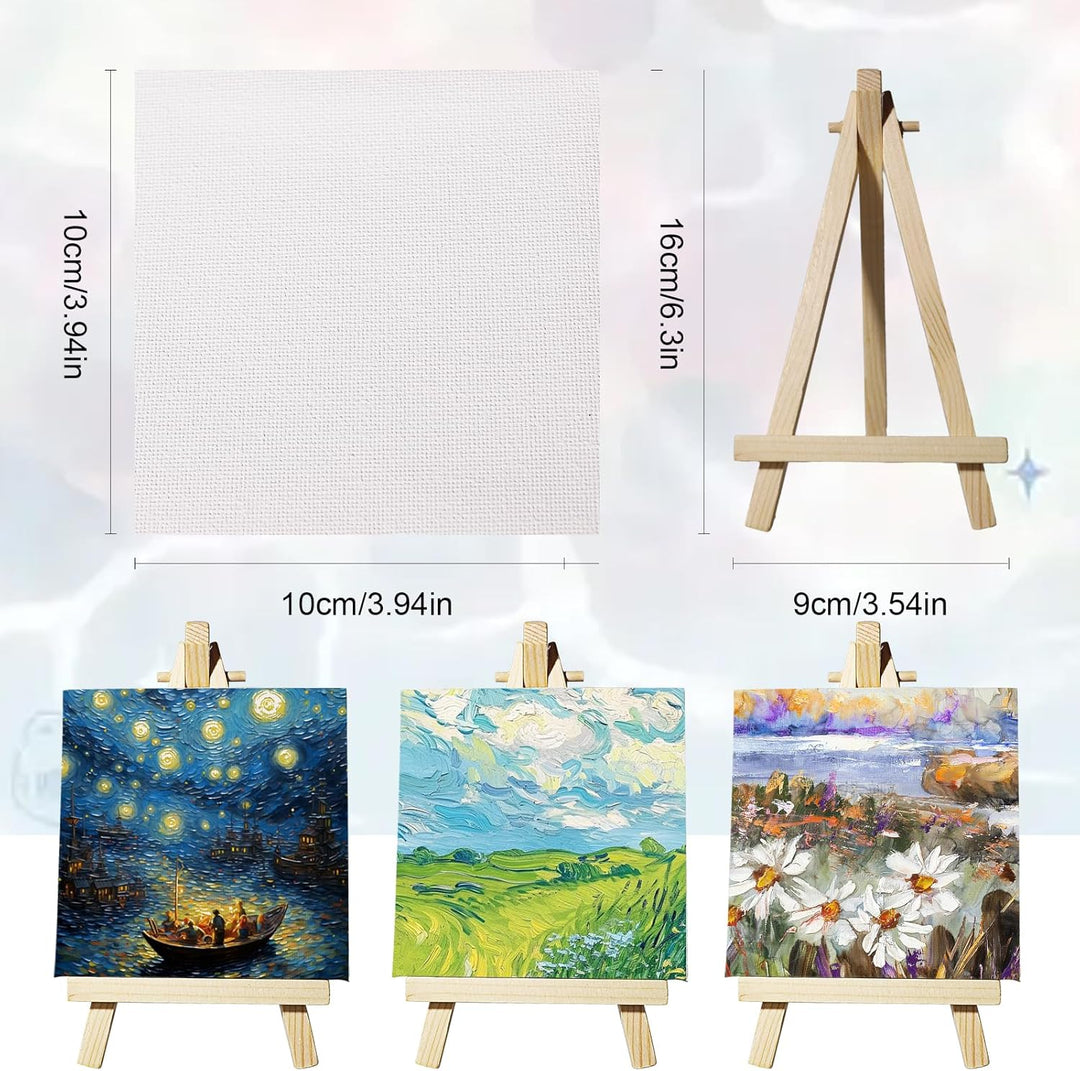 Mini Leinwand mit Mini Staffelei Set 15 Stück Dreieck Staffelei aus Massivholz für DIY-Malerei Kinde