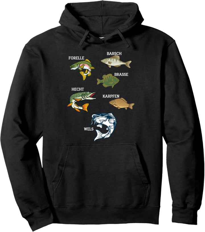 Fischarten Forelle Fischen Karpfen Hecht Mann Carp Fishing Pullover Hoodie