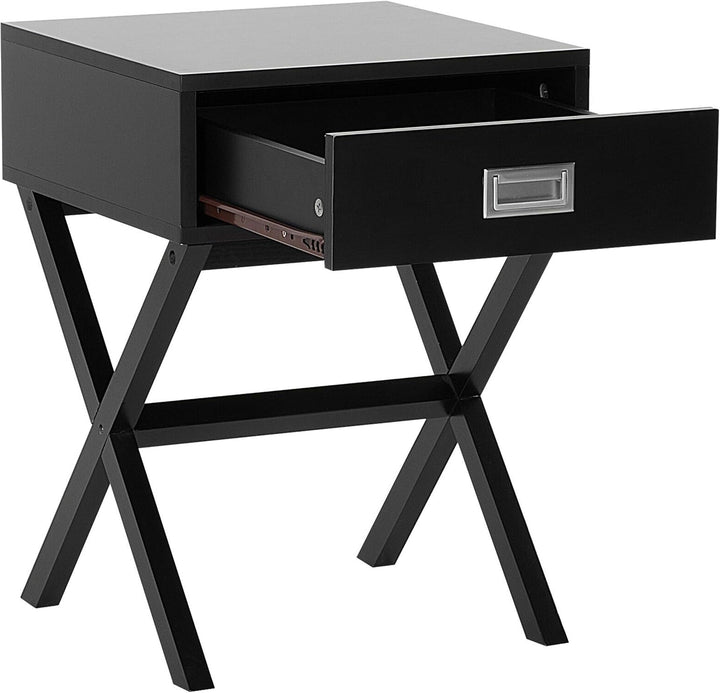 Beistelltisch in Schwarz mit Schublade Nachttisch Nachtschrank Nachtkommode