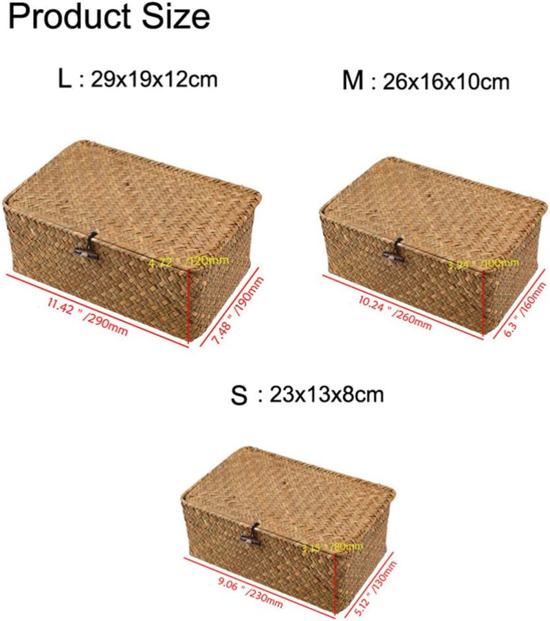 BESPORTBLE 3pcs Aufbewahrungskorb Rattankorb Stroh Geflochten Wasserhyazinthe Korb Seegras Korb mit