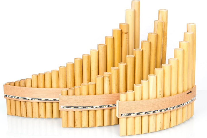 Plaschke Panflöte, Holz-Riemen Design, handgemacht aus Südtirol 12 Töne C-Dur 12 Töne C/Do, 12 T