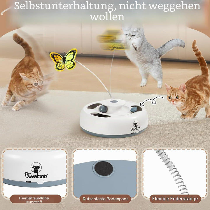 Pawaboo Automatisches Interaktives Katzenspielzeug, Kätzchenspielzeug mit Flatternden Schmetterlinge