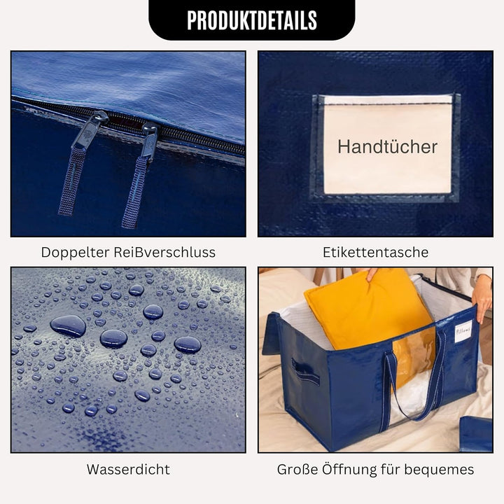 VENO Extra Grosse Umzugstasche, Aufbewahrungstaschen mit Reissverschluss,Aufbewahrungsbox mit Deckel