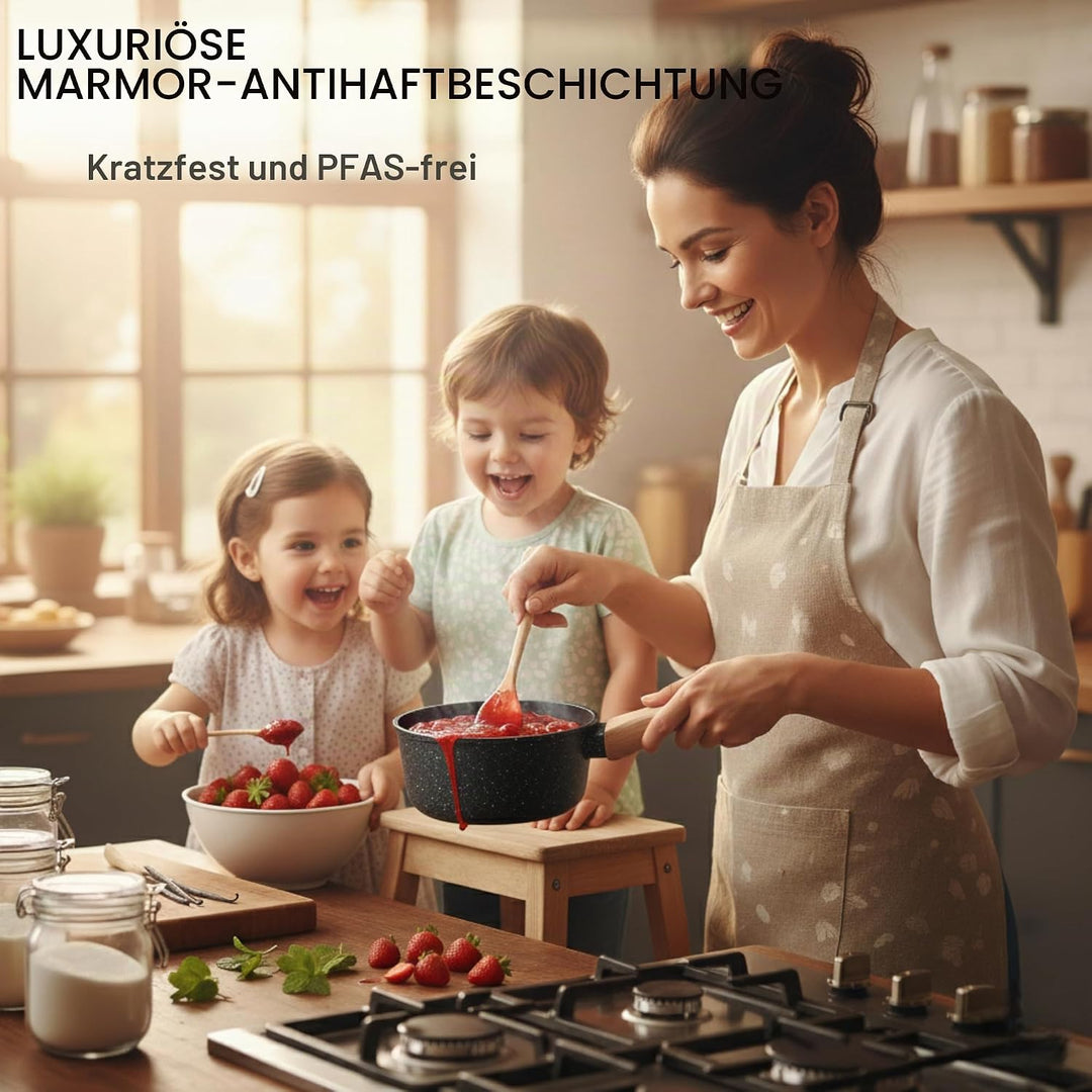 Royal Swiss® Kochgeschirr Set 10-teilig – Töpfe &amp; Pfannen mit abnehmbaren Griffen – Marmor Antihaftb