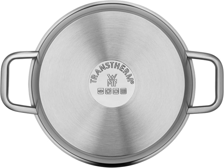 WMF Iconic Kochtopf gross 24cm, Metalldeckel, Bratentopf Induktion 4,2l, grosser Topf, Cromargan Ede