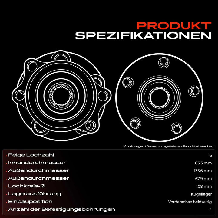 Frankberg Radnabe Radlagersatz Vorne Links Rechts Kompatibel mit C70 I 872 2.0L-2.5L 1998-2005 S70 8