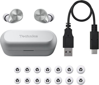 Technics EAH-AZ60E-S Kabellose Ohrhörer mit Geräuschunterdrückung, Multipoint-Bluetooth, komfortable