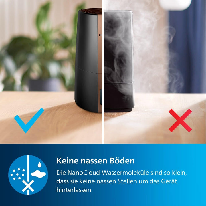 Philips Luftbefeuchter 3000 Serie HU3918/10 (bis zu 45m², hygienische NanoCloud-Technologie, leiser