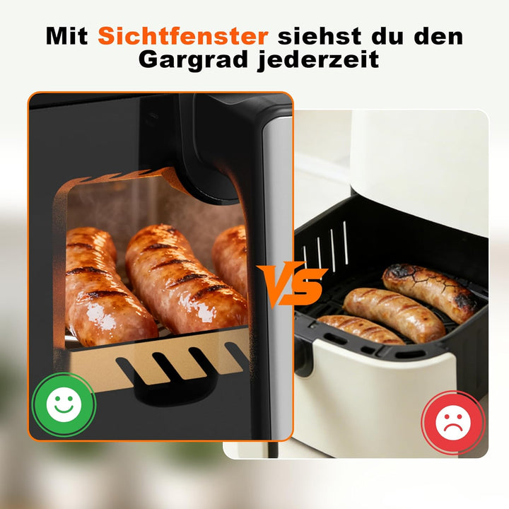 Citybee Heissluftfritteuse 2 Kammern XXL 10L (5L+5L) mit Sichtfenster, Dual Zone Airfryer Doppelkamm