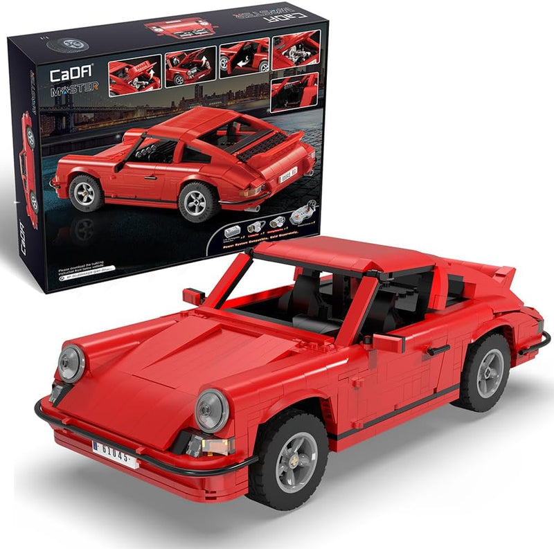 CaDA Classic German Sports Car 1:12.5, rot, 1429 Teile (kompatibel mit Lego Technic), C61045W, Maste