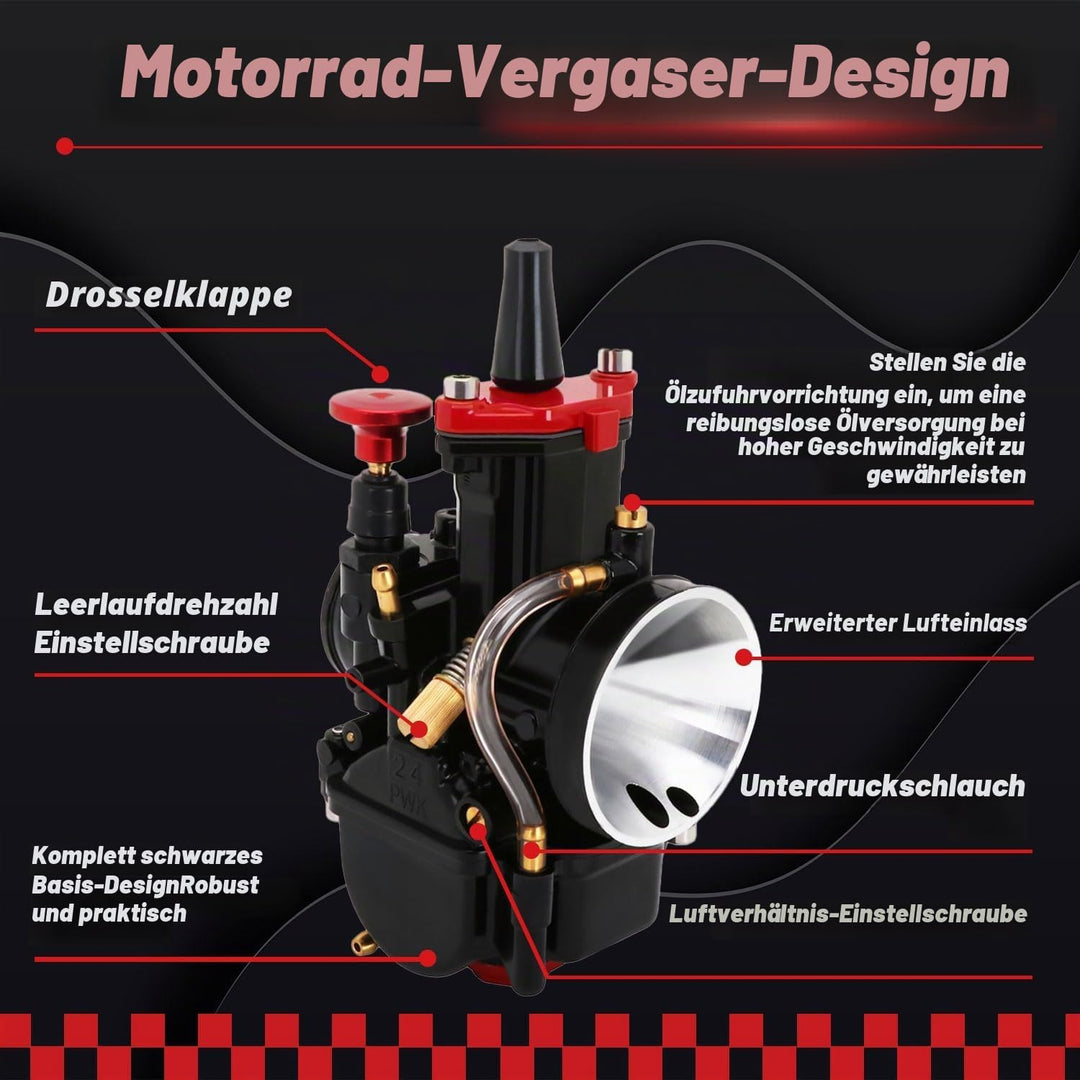 Motorrad PWK 26 mm Vergaser für 75 cc 80 cc 100 cc 125 cc ATV Dirt Bike – Schwarz PWK-A 26MM, PWK-A