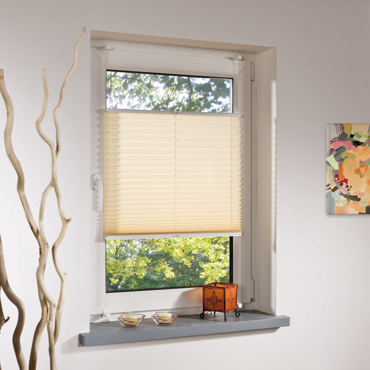 Liedeco® Plissee verspannt mit Klemmträger; 60 x 130 cm Ecru (beige) (BxH); lichtdurchlässig Blickdi