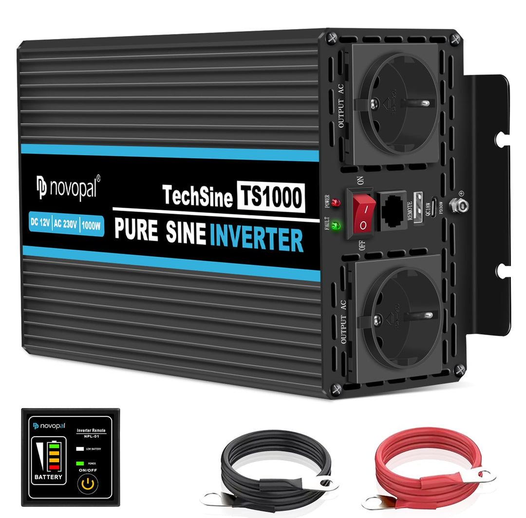 novopal 1000W KFZ Reiner Sinus Spannungswandler-Auto Wechselrichter 12v auf 230v Umwandler-Inverter