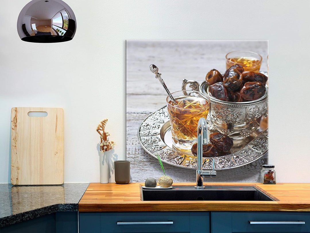 murando Spritzschutz Glas für Küche 60x60 cm Küchenrückwand Küchenspritzschutz Fliesenschutz Glasbil