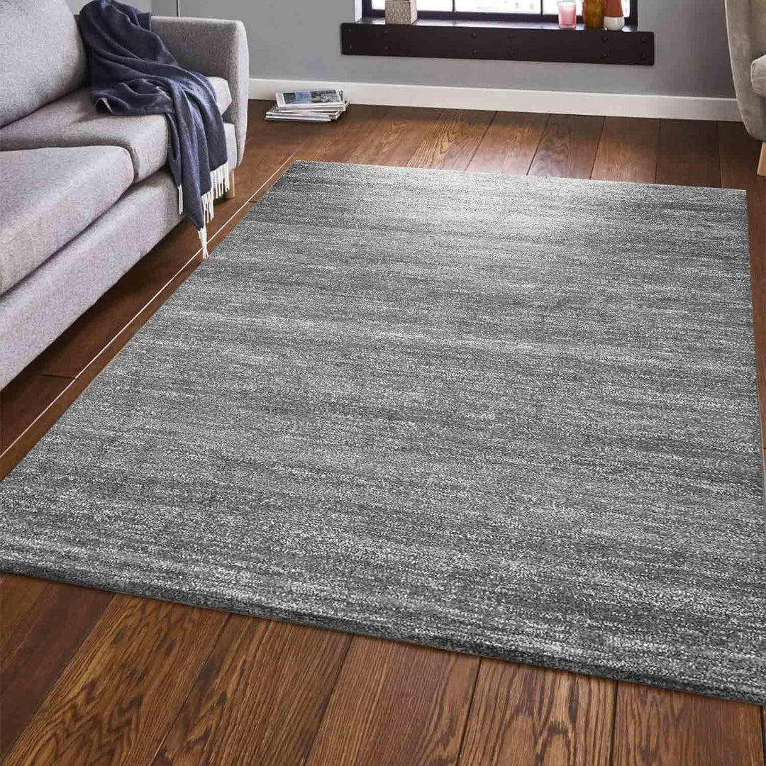 VIMODA Teppich Modern Grau Kurzflor Meliert Farbecht Pflegeleicht, Masse:80 x 300 cm, 80 x 300 cm