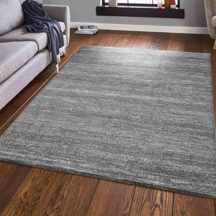 VIMODA Teppich Modern Grau Kurzflor Meliert Farbecht Pflegeleicht, Masse:80 x 300 cm, 80 x 300 cm