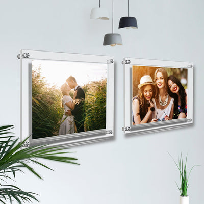 AMEITECH Acryl Bilderrahmen, Doppelte Panel Clear Wandhalter Bilderrahmen hält 32 x 23 cm Bilder A4,
