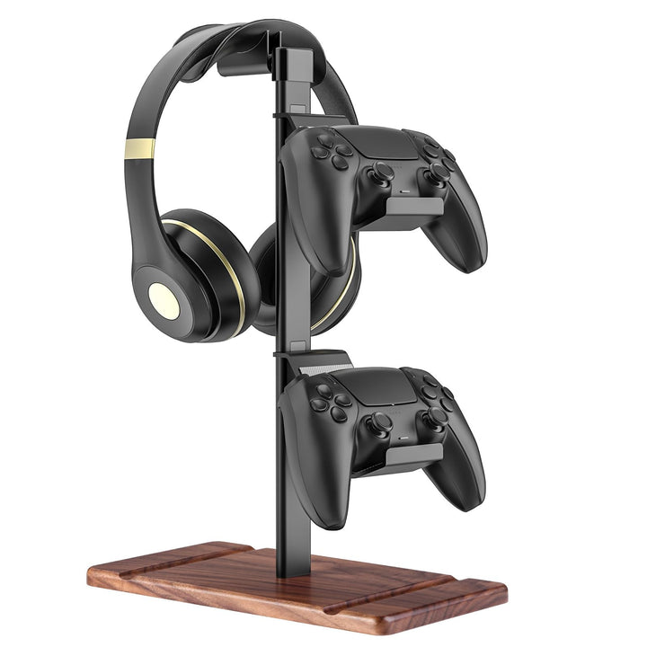 Controller Halter, Kopfhörer Ständer aus Walnussholz, Gaming Controller Halterung für Xbox PS5 PS4 S