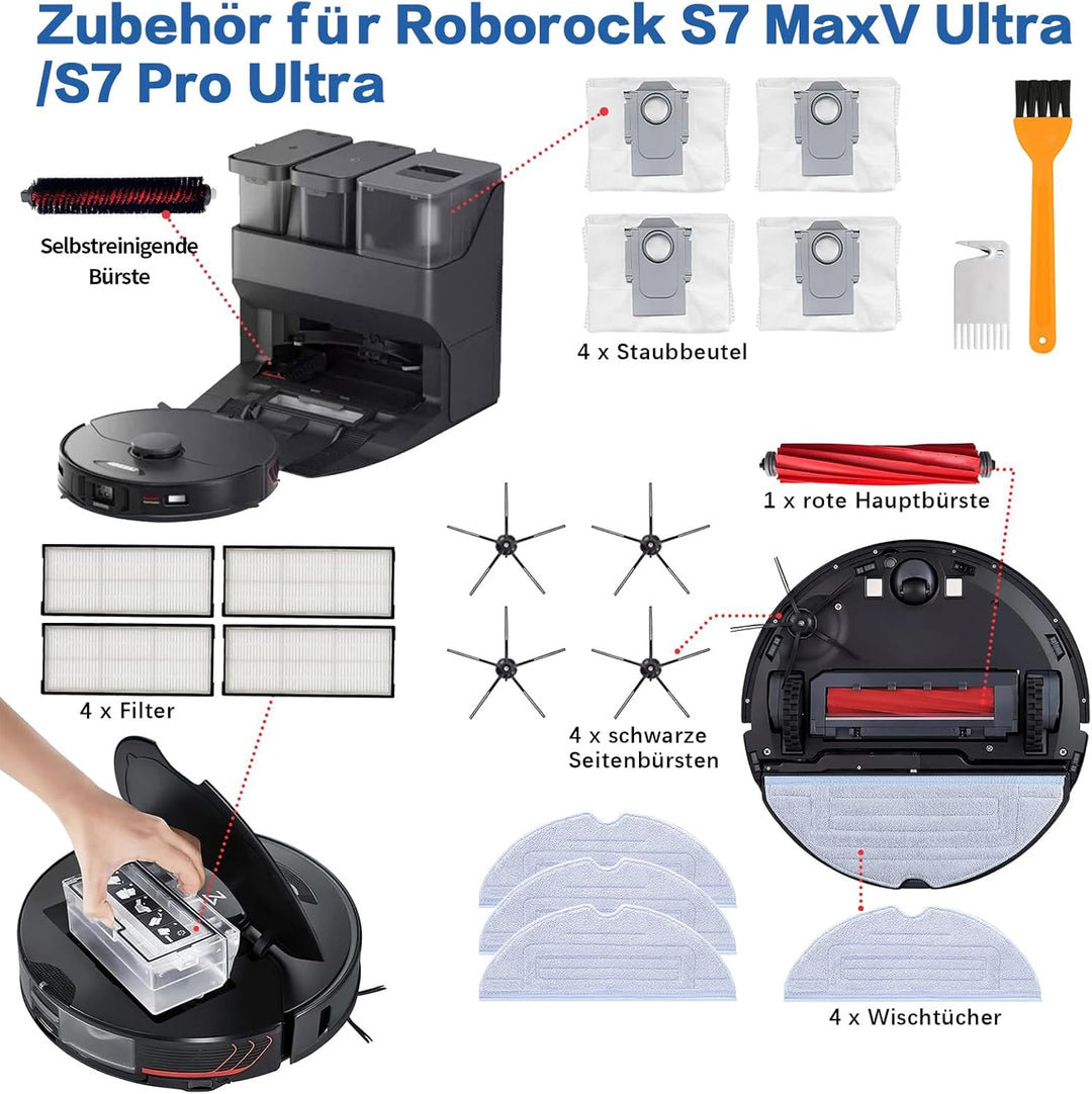 20 Stück Zubehör Für Roborock S7 Maxv Ultra, Ersatzteile Für Roborock S7 Zubehörset Pro Ultra, 1 Hau