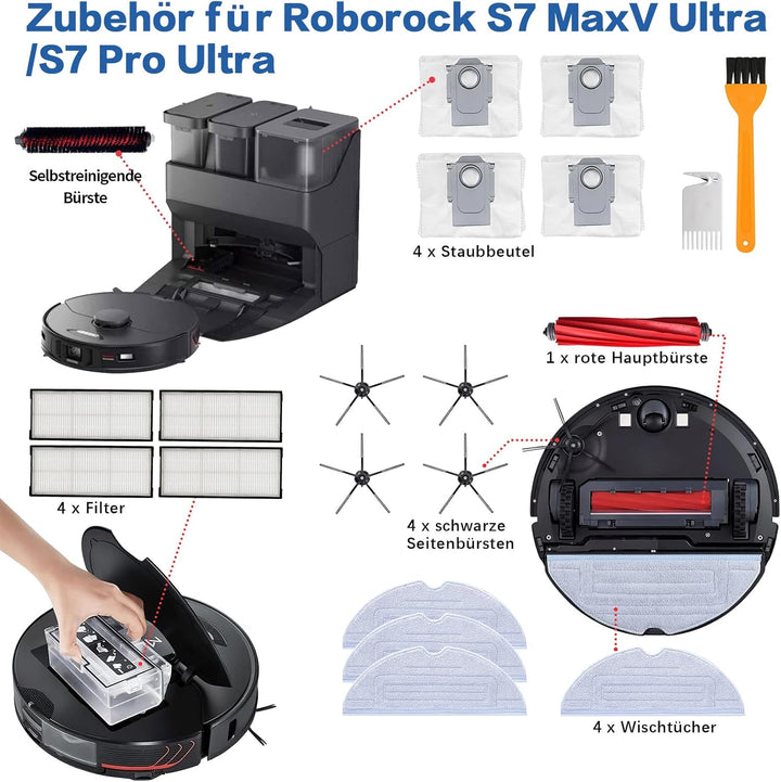 20 Stück Zubehör Für Roborock S7 Maxv Ultra, Ersatzteile Für Roborock S7 Zubehörset Pro Ultra, 1 Hau