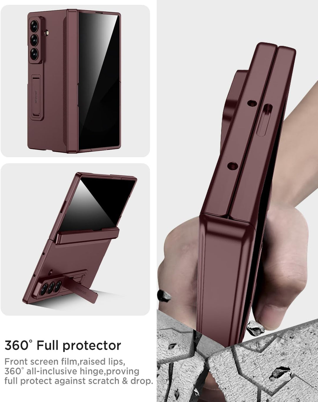 Miimall Kompatibel mit Samsung Galaxy Z Fold 7 Hülle mit Displayschutz Anti-SPY, [Magnetischer Schar