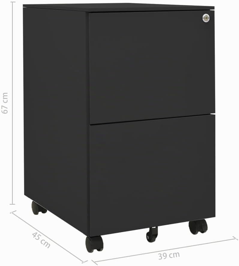 vidaXL Aktenschrank mit Rollen Rollcontainer Bürocontainer Schubladenschrank Büroschrank Stahlschran