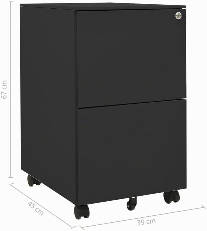 vidaXL Aktenschrank mit Rollen Rollcontainer Bürocontainer Schubladenschrank Büroschrank Stahlschran