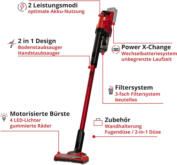 Einhell Akku-Stielstaubsauger TE-SV 18 Li-Solo Power X-Change (Li-Ion, 18V, beutelloser Akku-Staubsa