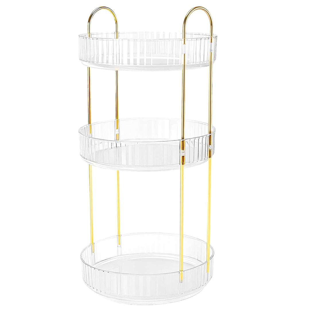 3 Ebenen 360°Drehbarer Make up Organizer, Schminktisch Parfüm Organizer, Schmink Aufbewahrung mit me