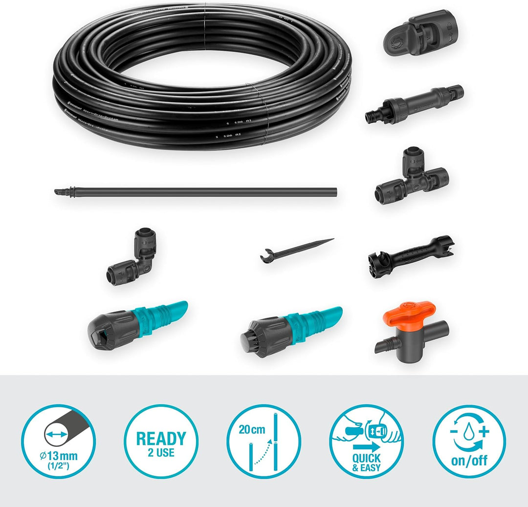 Gardena Micro-Drip-System Tropfbewässerung Set Gemüse-/Blumenbeet (60 m²): Starter-Set sofort einsat