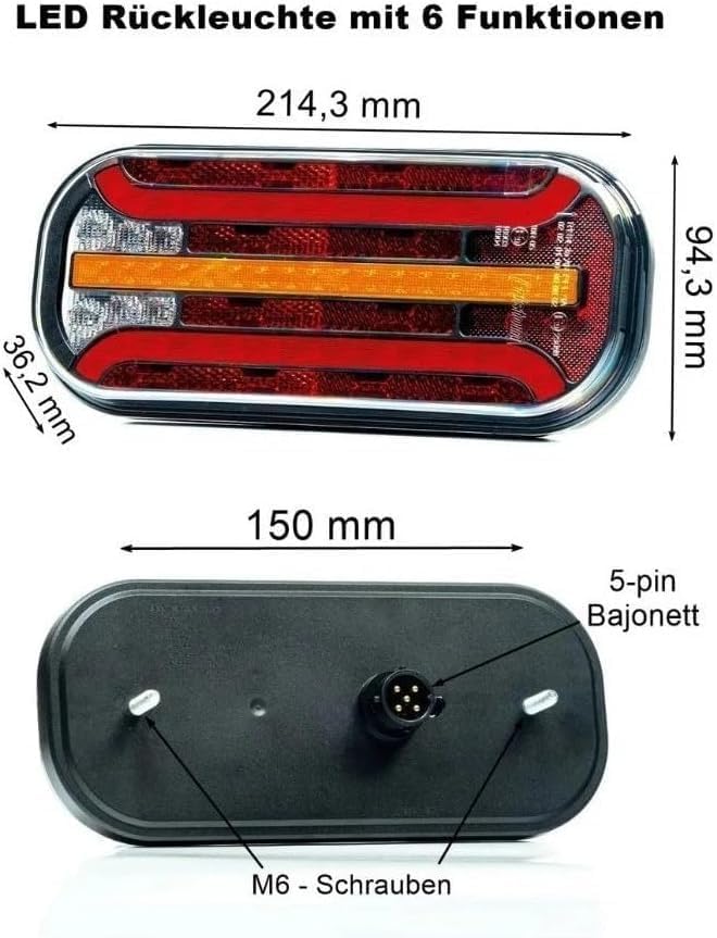 Anhängerbeleuchtung Set LED Rückleuchten Umrissleuchten 13 polig Kabelsatz 7,7m