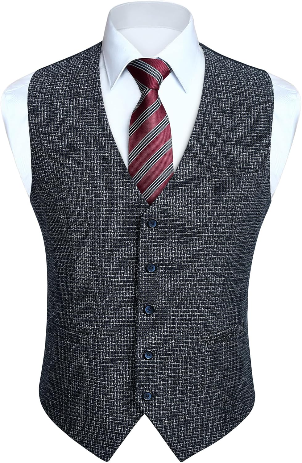 HISDERN Herren Anzugweste Formale Hochzeit Klassische Retro Baumwolle V-Ausschnitt Einfarbige Elegan