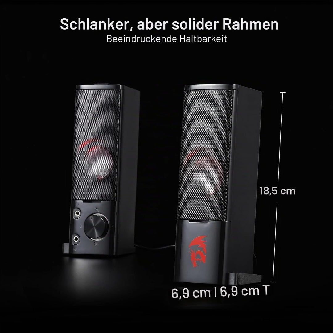 Redragon PC Gaming-Lautsprecher, 2.0-Kanal-Stereo-Desktop-Computerlautsprecher Mit Roter Hintergrund