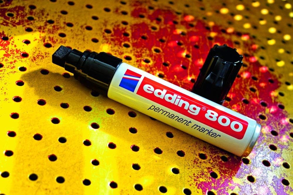 edding 800 Permanentmarker - rot - 5 Stifte - Keil-Spitze 4-12 mm - für breite Markierungen - wasser