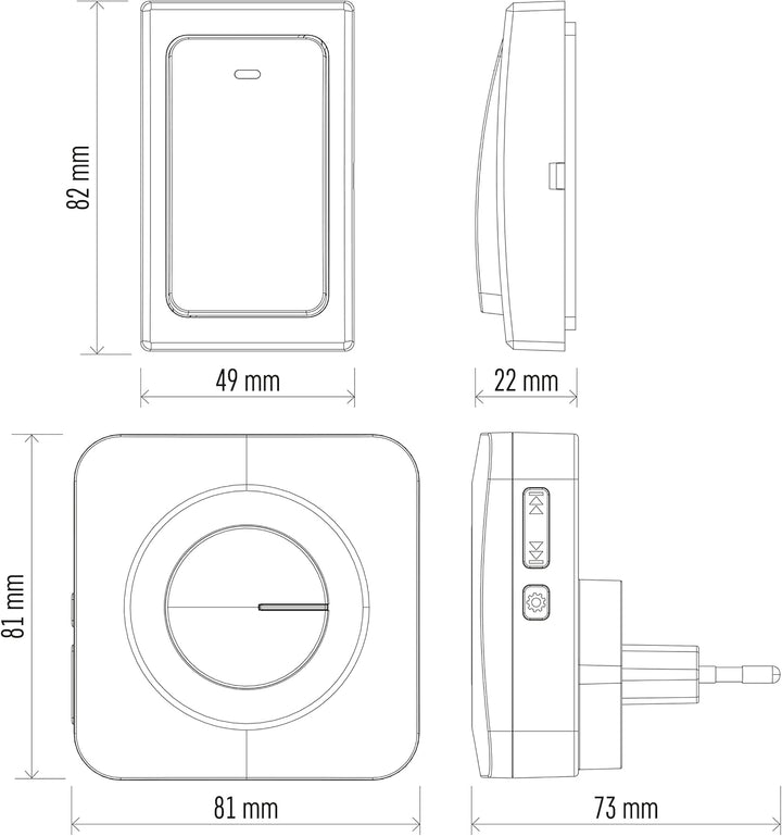 EMOS batterielose Funkklingel/Türklingel Set, 36 Melodien, 180m Reichweite, 4 Lautstärken bis 90 dB,