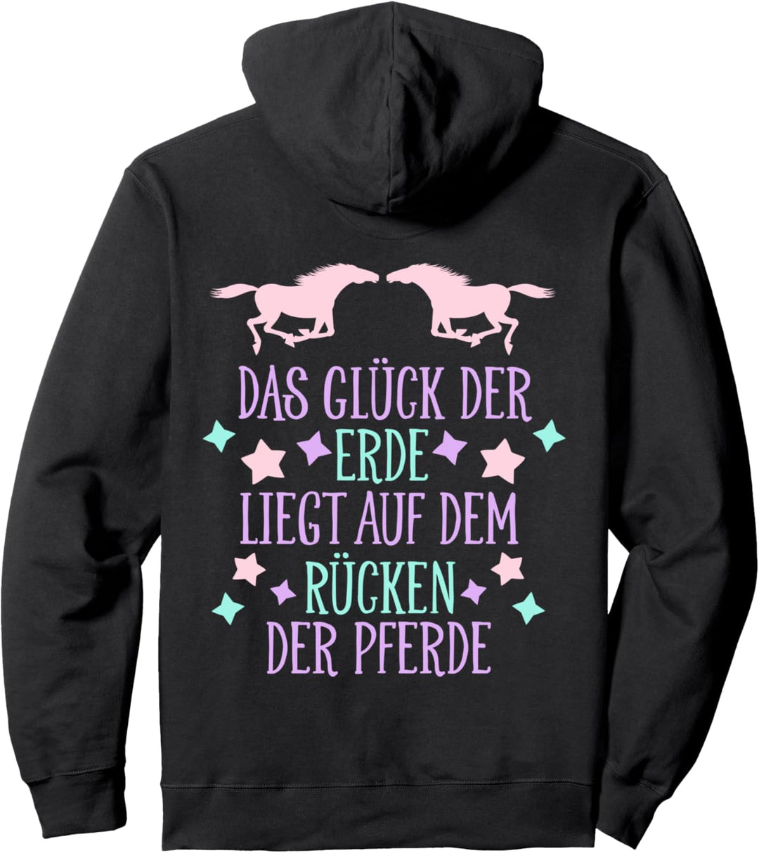Das Glück der Erde liegt auf dem Rücken der Pferde Mädchen Pullover Hoodie