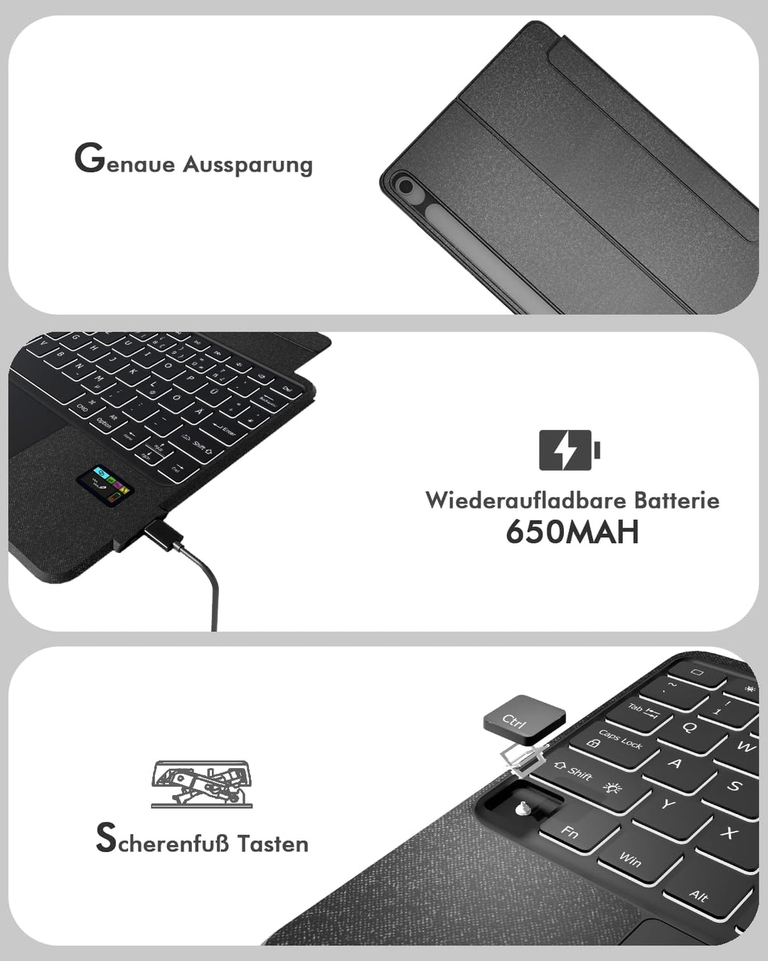 Doohoeek Tastatur Hülle mit LCD-Display für Samsung Galaxy Tab S10 Lite 10.9" 2025/S10 FE/S9 FE/S9 1