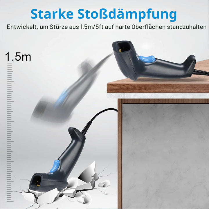 OBZ Barcode Scanner 2D 1D QR Code Scanner USB für Inventar, Handheld Handscanner mit CMOS für Bildsc