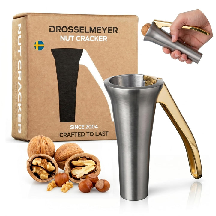 Drosselmeyer Edelstahl Design Nussknacker | Effektiv auf alle Grössen von Nüssen mit minimalem Aufwa