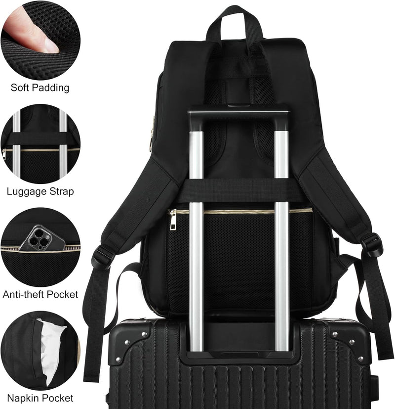 YAMTION Laptop Rucksack Damen für Arbeit Büro Reisen,Lehrerrucksack Tagesrucksack Frauen Schulrucksa