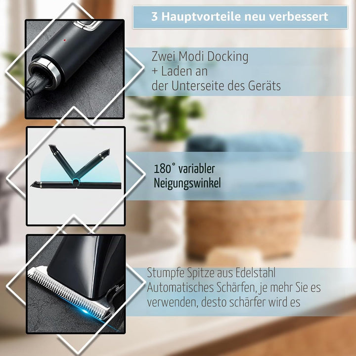 Elektrischer Rückenrasierer für Herren, 4-in-1 Körperpflegeset, Körperhaartrimmer mit verstellbarem