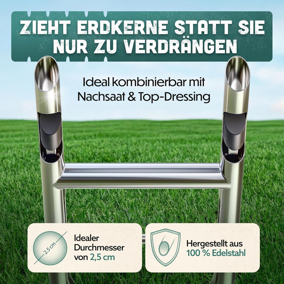 Aerifizierer für Rasen Pro | Innovativer Rasenlüfter | Rasenbelüfter mit Holespoon | Aerifiziergabel