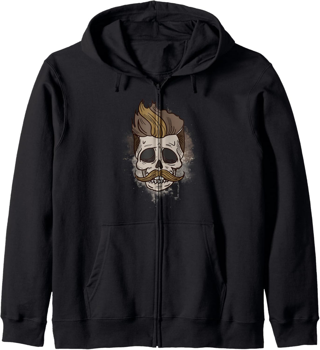 Schädel mit Haar und Schnurrbart Fun Geschenk Kapuzenjacke