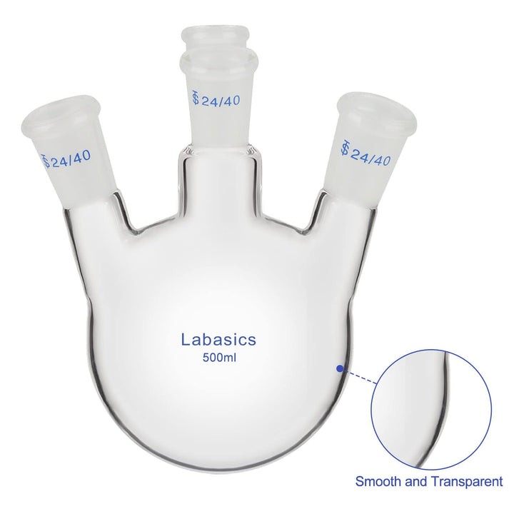 Labasics 4-Hals Rund Untere Kolben RBF, Dickwandiger Borosilikatglas-Laborkolben mit 4 Schrägen Häls