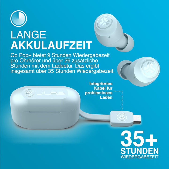 JLab Go Air Pop+ In Ear Kopfhörer kabellos Bluetooth, True Wireless Kopfhörer, 35+ Std. Headphones,