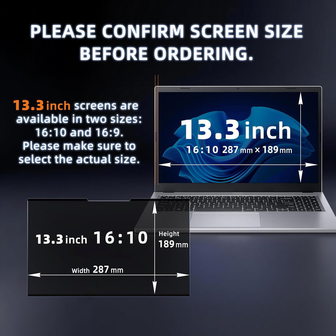 Nano-Adsorption Blickschutzfilter für 13.3 Zoll Laptop 16:10, Abnehmbarer Sichtschutzfolie, Anti Bla