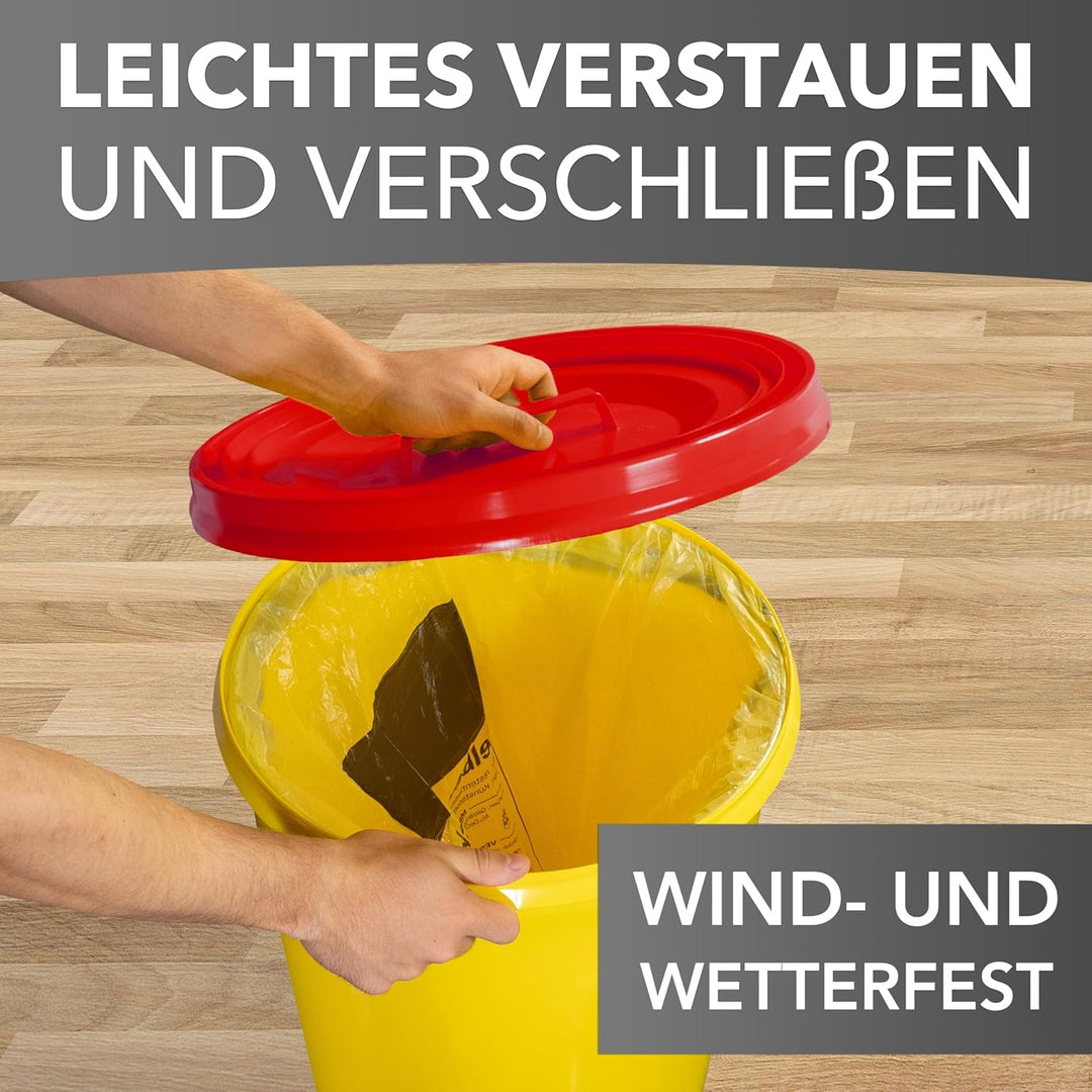 Mülleimer 60l mit geruchsdichtem Deckel (Rot), Gelber Sack Ständer, Made in Germany, Müllsackständer