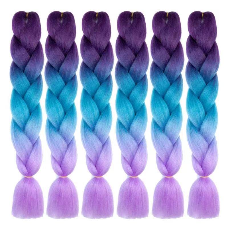LDMY Kunsthaar Zum Einflechten-6pcs/pack Braids Synthetic Colorful Braiding Hair Extensions 24inch J
