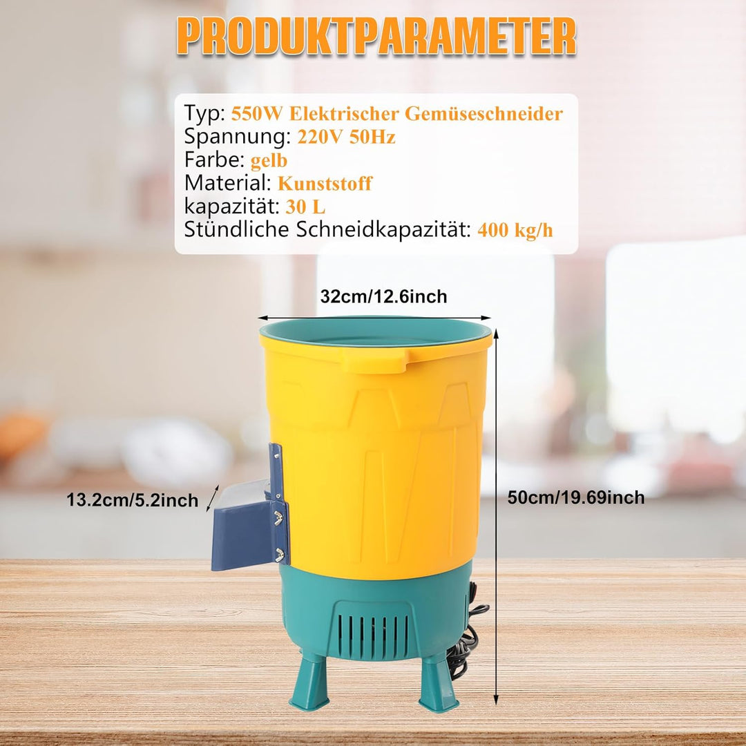 550W Elektrischer Gemüseschneider Futterhäcksler Futterverarbeitungsmaschine, Grünfutter, Grashalme,