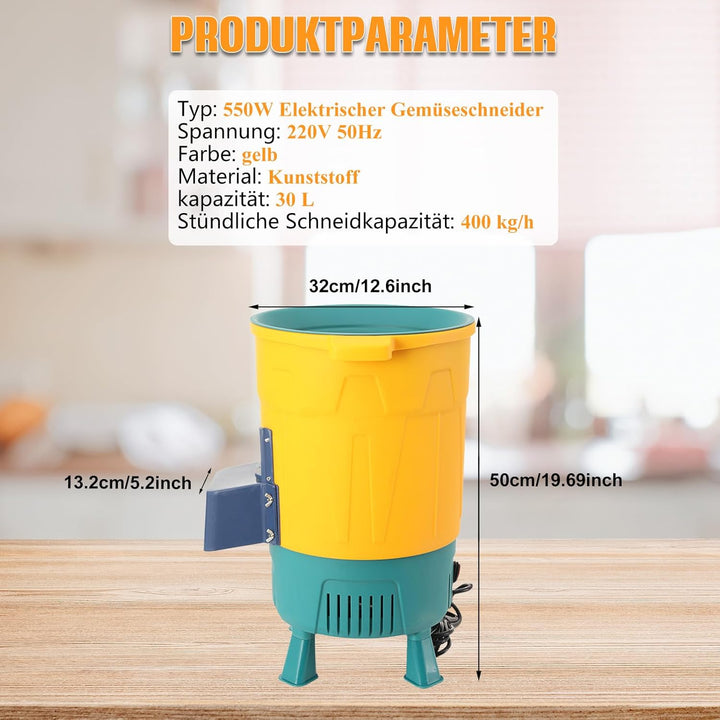 550W Elektrischer Gemüseschneider Futterhäcksler Futterverarbeitungsmaschine, Grünfutter, Grashalme,